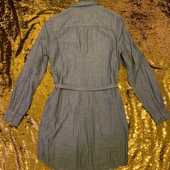 CARVE Designs Belted Chambray Dress Pockets Sz 8 - Picture 6 of 6